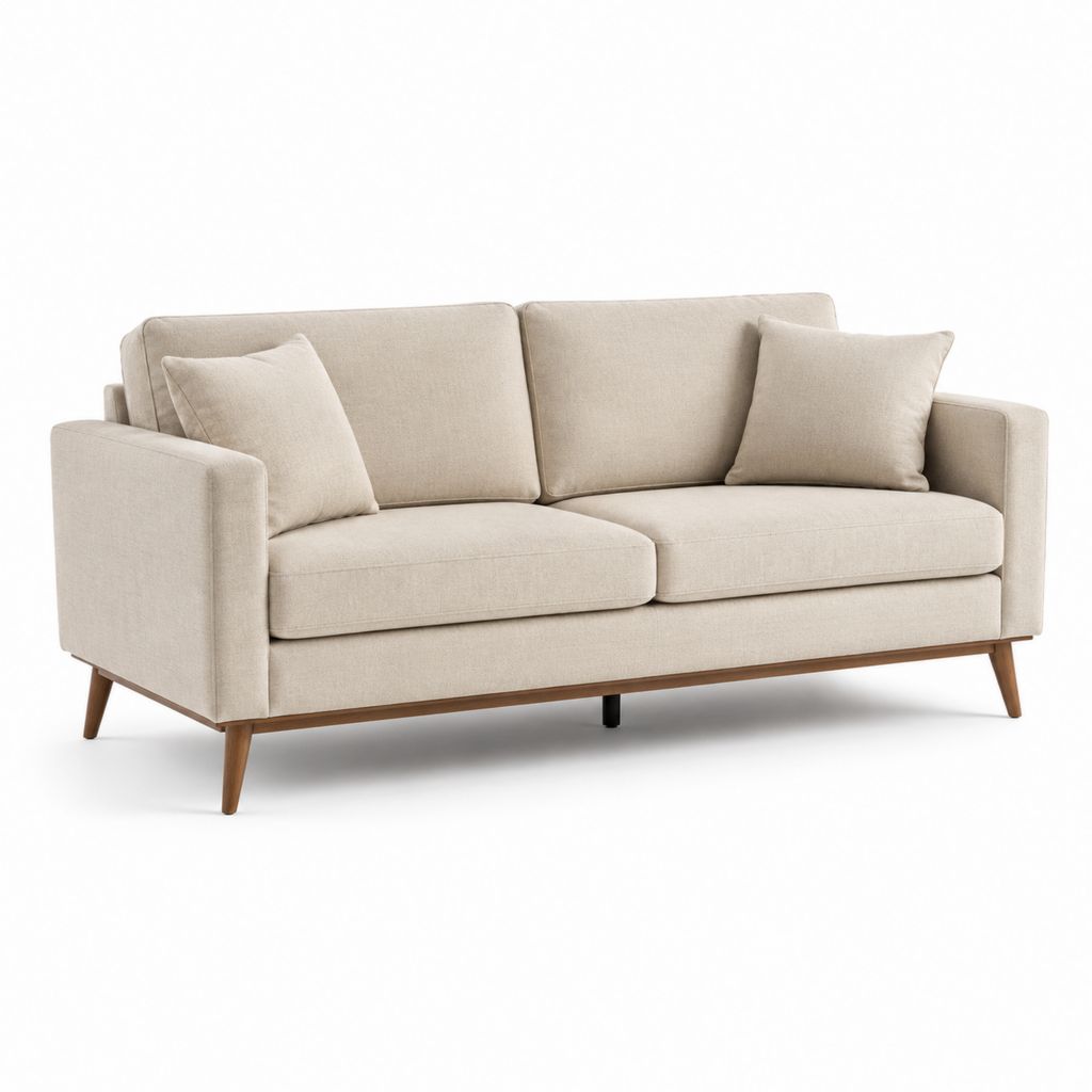 Divano 2 posti beige in poliestere rettangolare 170 x 85 x 85 cm