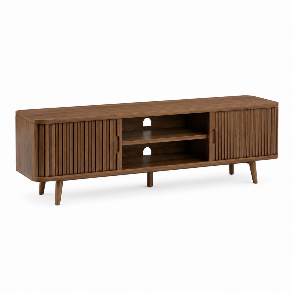 Mobile TV in MDF impiallacciato noce con ante scorrevoli 180 x 40 x 60 cm