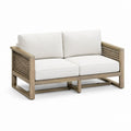 Divano da giardino 2 posti beige in legno massello di acacia con corda intrecciata 140 x 75 x 75 cm