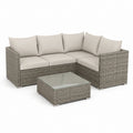 Set divani da giardino angolare 3 posti grigio in rattan PE con tavolino 200 x 200 x 65 cm