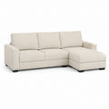 Divano angolare 3 posti con chaise longue destra beige in poliestere 230 x 150 x 85 cm