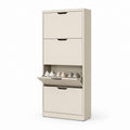 Scarpiera a ribalta 3 ante beige in MDF rettangolare 60 x 24 x 120 cm