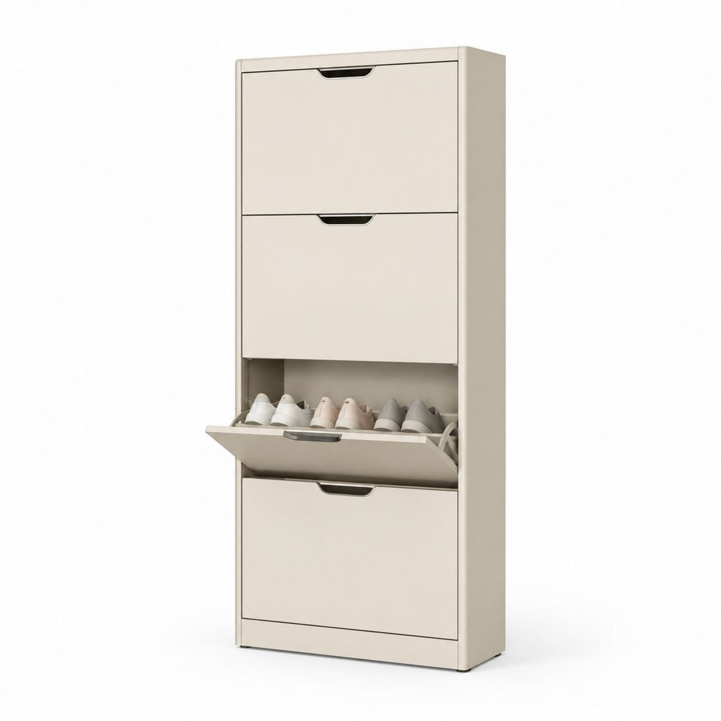 Scarpiera a ribalta 3 ante beige in MDF rettangolare 60 x 24 x 120 cm