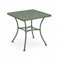 Tavolo da giardino quadrato verde in acciaio verniciato a polvere 90 x 90 x 72 cm