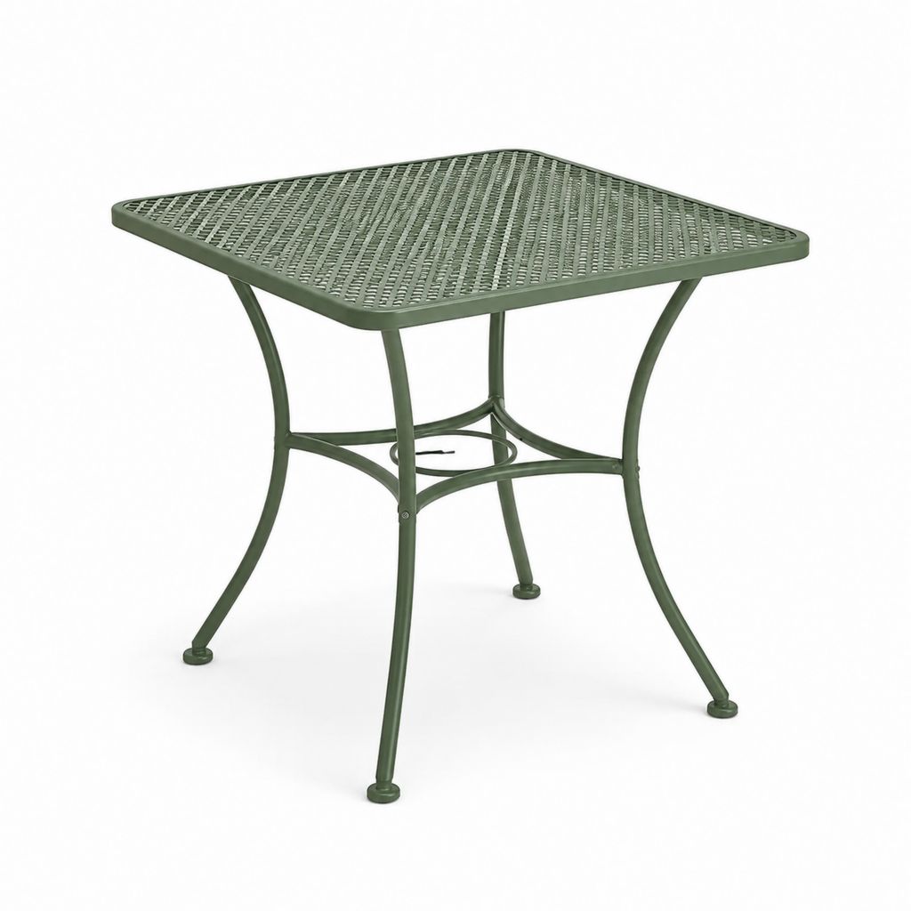 Tavolo da giardino quadrato verde in acciaio verniciato a polvere 90 x 90 x 72 cm