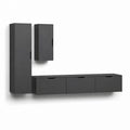 Parete attrezzata TV sospesa 3 pezzi grigio antracite in truciolare melaminico con mobile basso 180 x 40 x 30 cm colonna 30 x 30 x 180 cm pensile 30 x 30 x 90 cm
