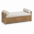 Panca da giardino 2 posti in legno massello di acacia marrone con cuscini beige 150 x 75 x 75 cm