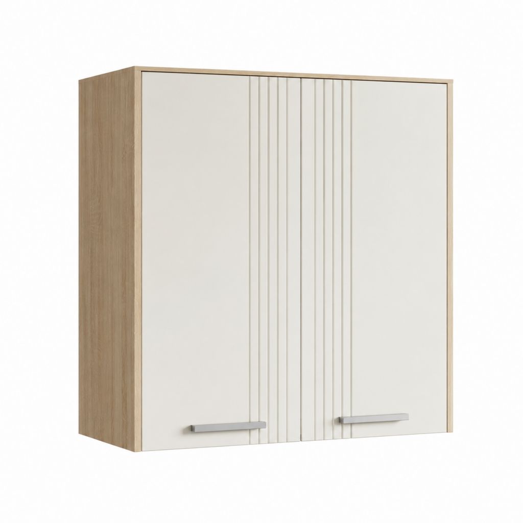 Pensile da cucina a 2 ante bianco e rovere chiaro in truciolare nobilitato 80 x 32 x 72 cm