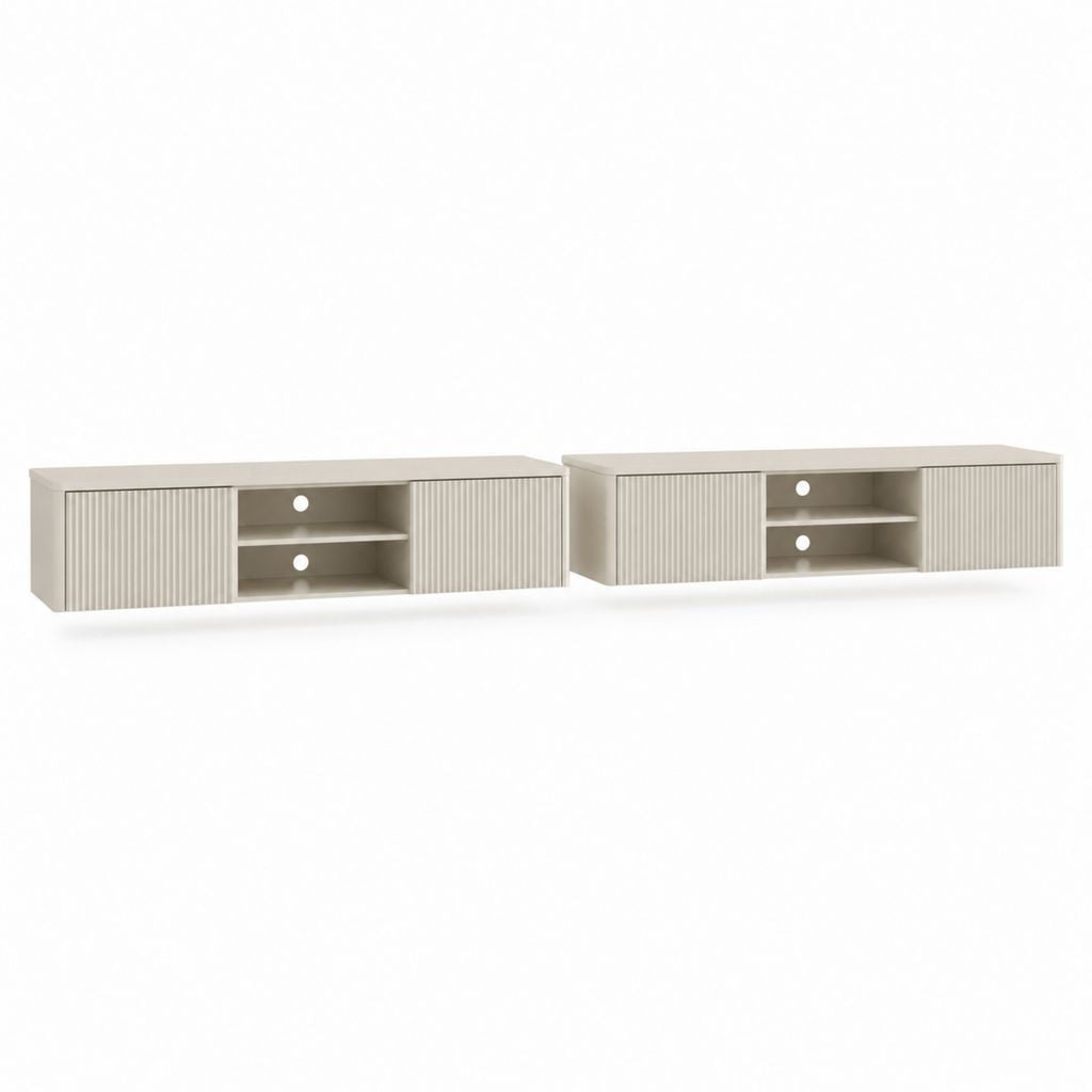Set di 2 mobili TV sospesi beige in MDF rettangolari 160 x 35 x 40 cm