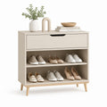 Scarpiera da ingresso beige in truciolare con cassetto e 2 ripiani 80 x 30 x 90 cm