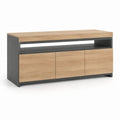 Mobile porta TV 3 ante rovere chiaro e antracite in pannello truciolare 160 x 40 x 75 cm