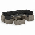 Set divani da giardino 3 pezzi grigio e nero in rattan PE con tavolo rettangolare regolabile 270 x 140 cm
