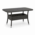 Tavolo da giardino rettangolare nero in rattan PE e acciaio 150 x 90 x 75 cm